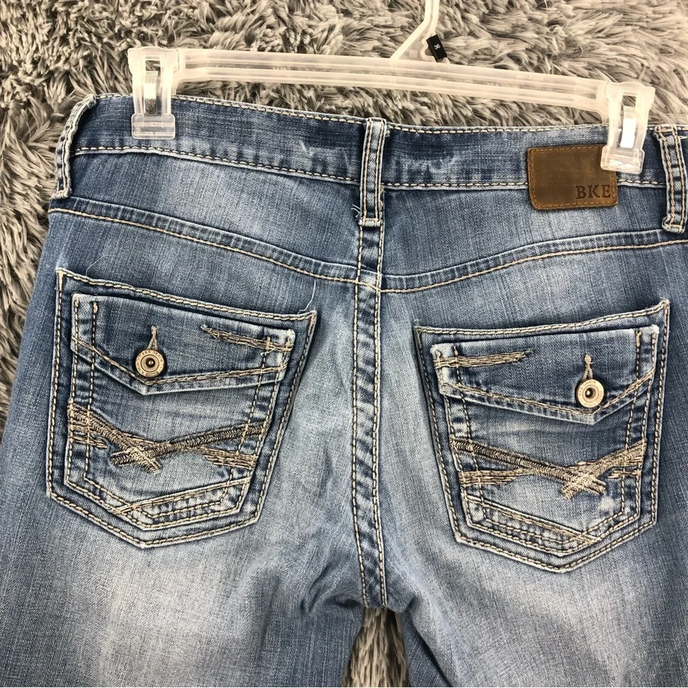 BKE Buckle Jeans Mens 31L Aiden Blue Bootcut Whiskered